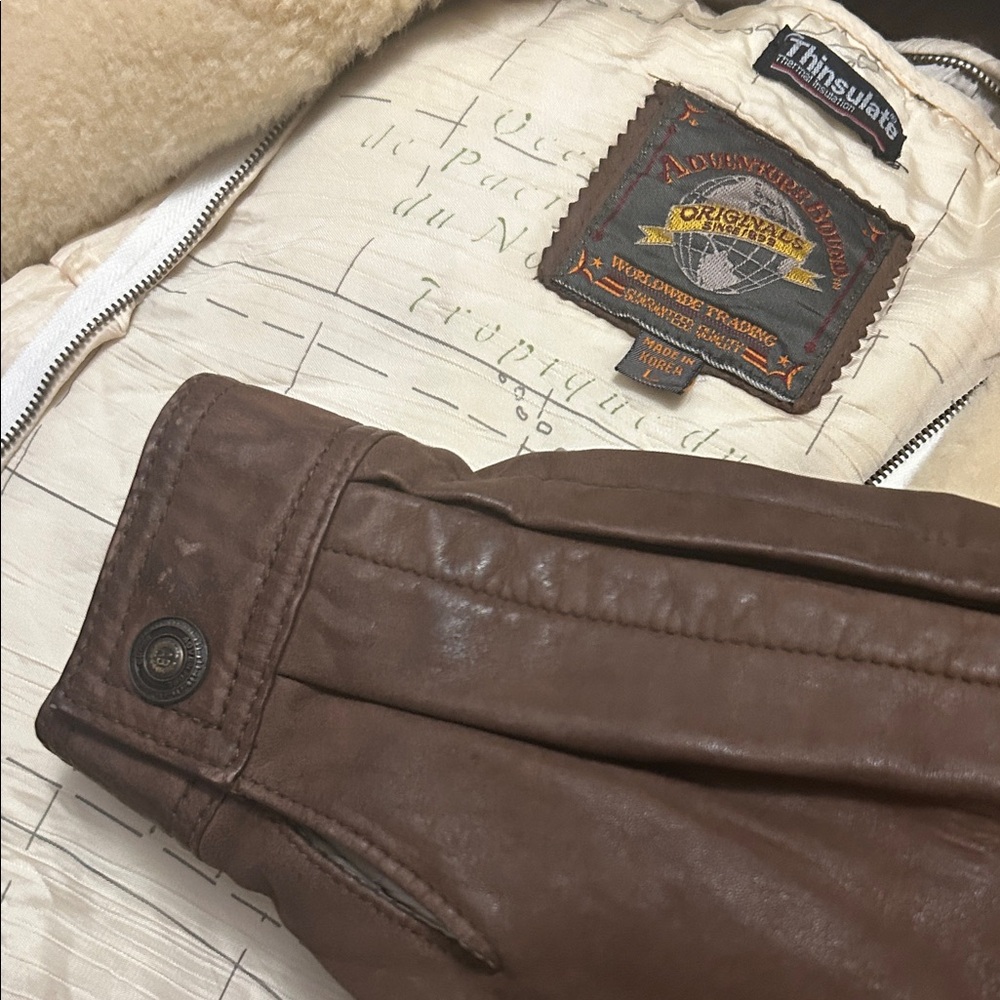 Shearling-Collar Brown Leather Jacket - image 5